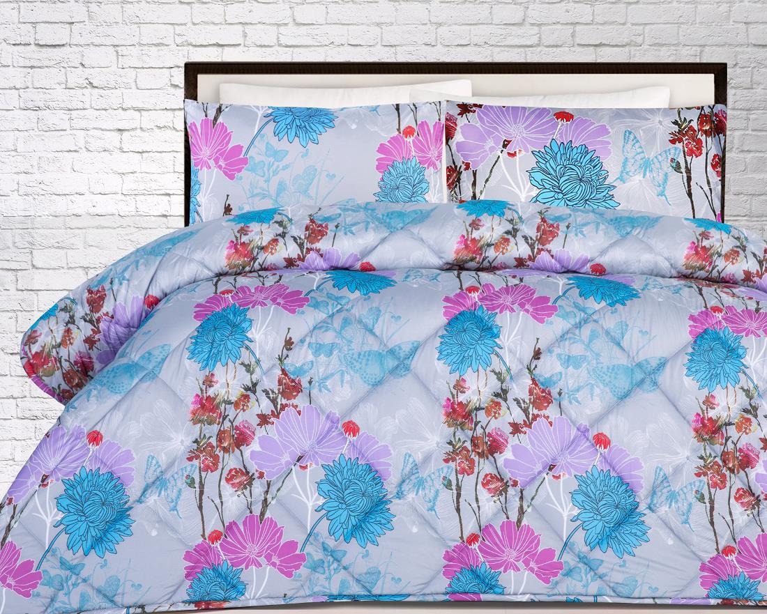 ESSENCE Blue Grey Turquoise Purple Quilted Reversible QUEEN*KING