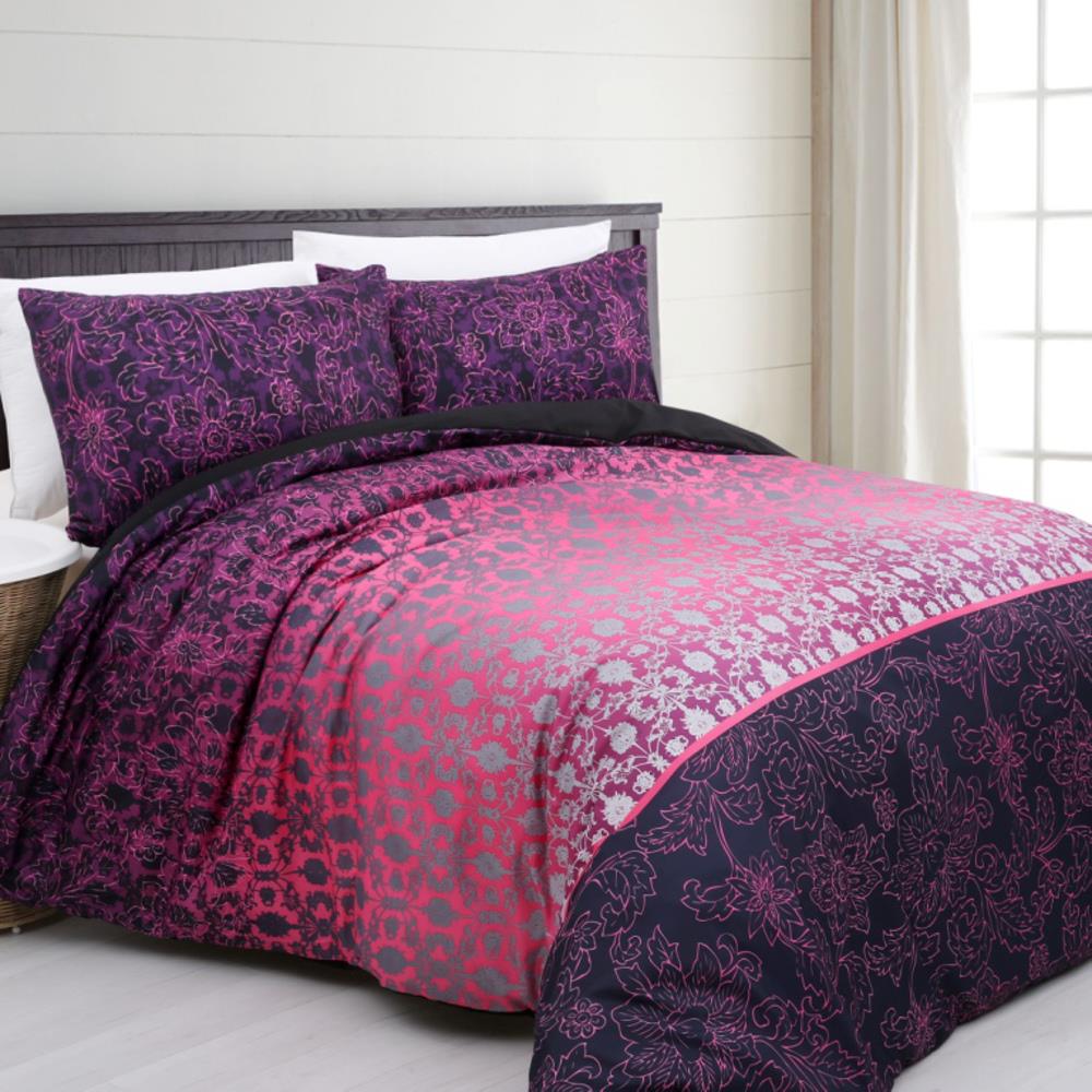 GALY Purple Pink Grey AUBERGINE Polyester QUEEN*KING Doona ...