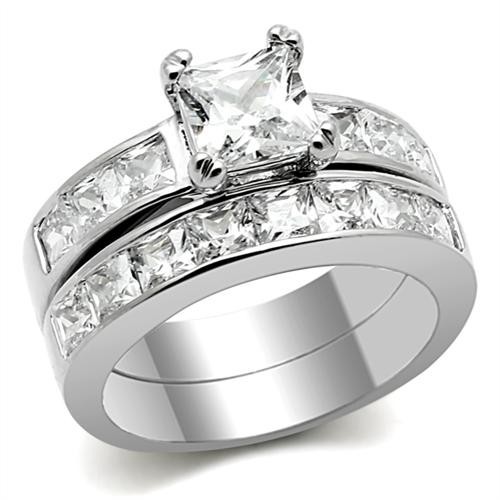 ... Steel-Princess-Cut-Channel-Wedding-Ring-Set-Engagement-Cubic-Zirconia