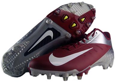 maroon and black cleats