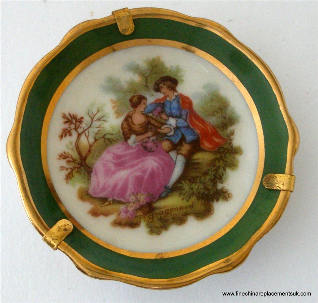 Limoges Miniature Porcelain Fragonard Lover's Scene Plate, With Stand