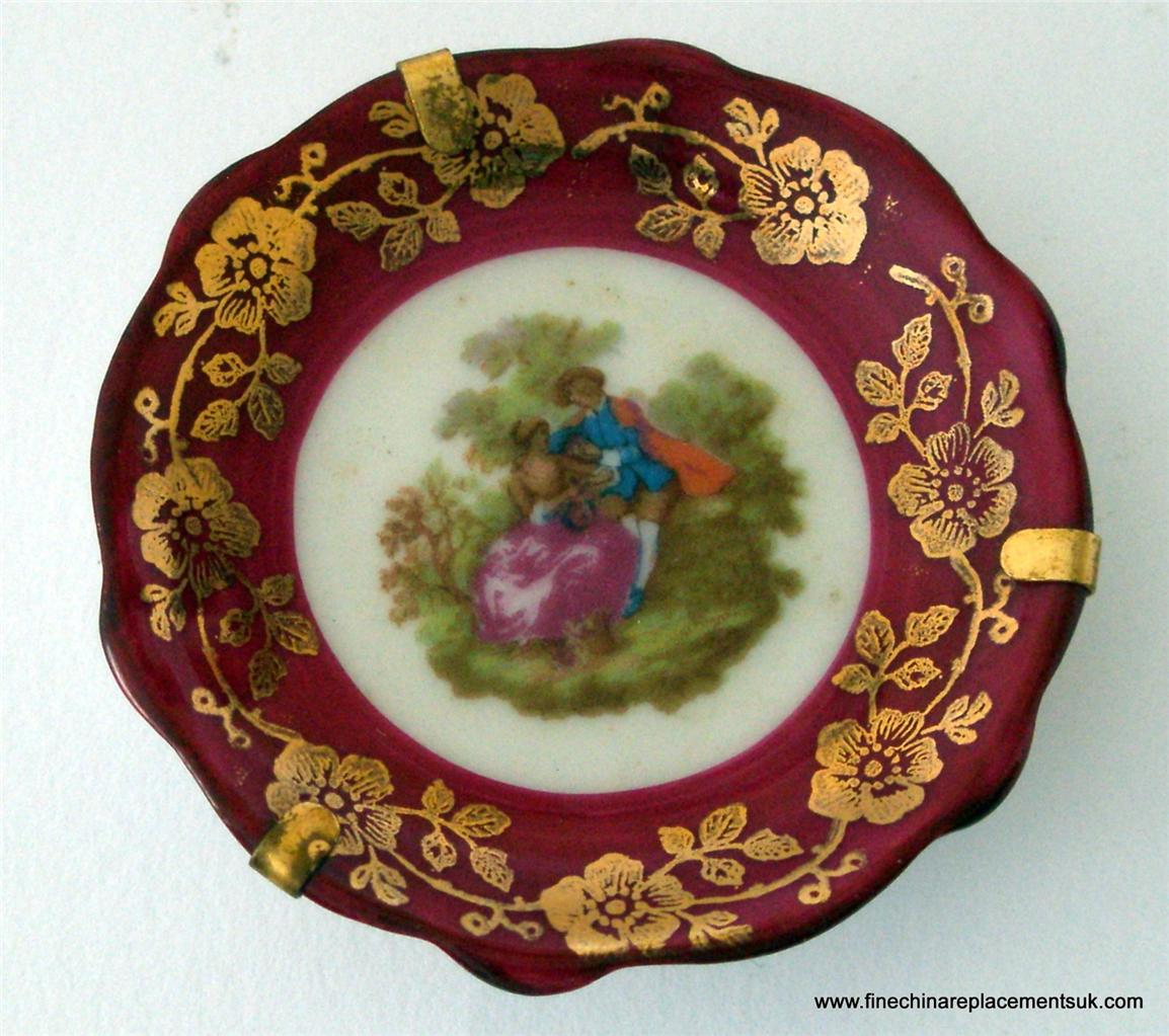 Limoges Miniature Porcelain Fragonard Lover's Scene Plate, With Stand