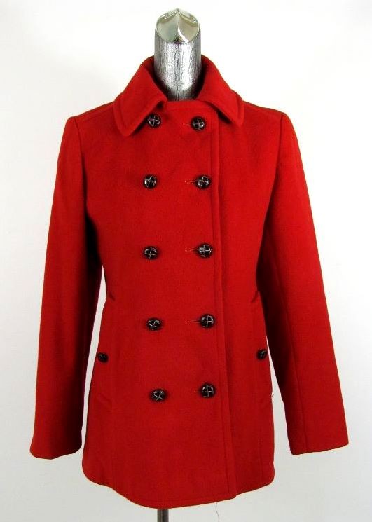 vintage womens red BROMLEIGH double breasted wool classic pea coat