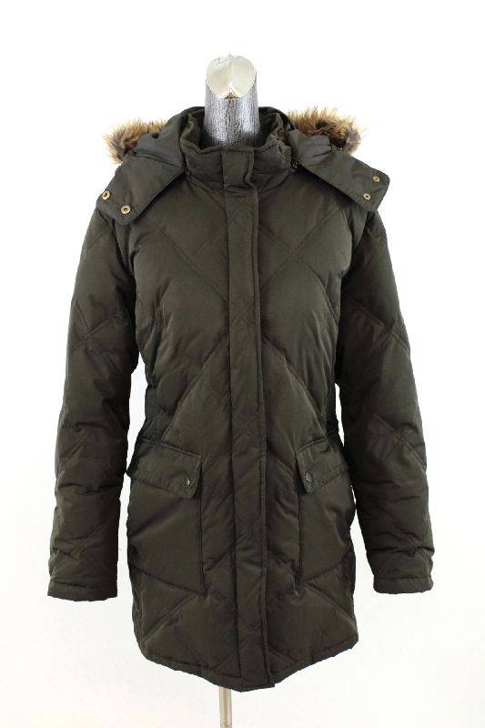 womens green ST JOHNS BAY jacket coat parka down filled quilted faux