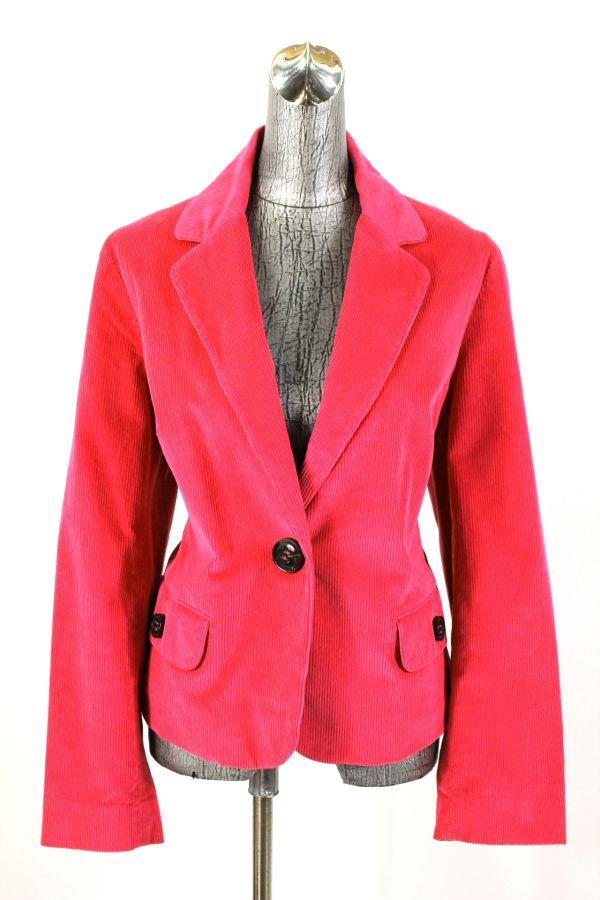 womens hot pink corduroy TALBOTS blazer jacket stretch cotton casual