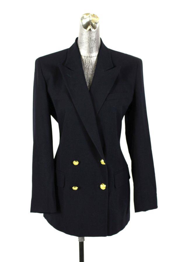 womens navy blue RALPH LAUREN blazer jacket double breasted gold