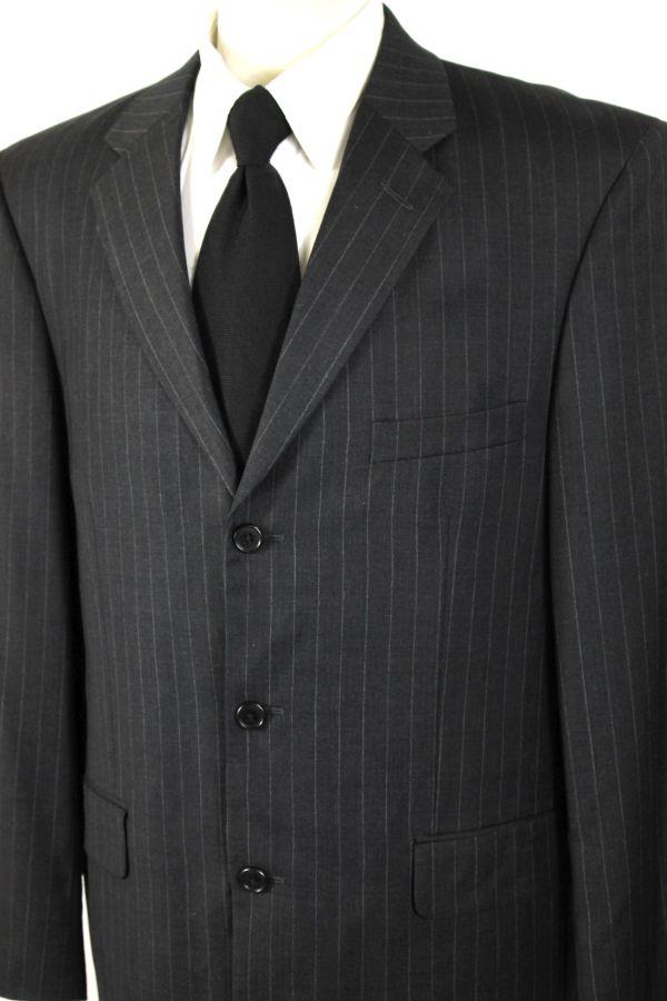 mens charcoal gray pinstripe STAFFORD SUIT blazer jacket pants wool M