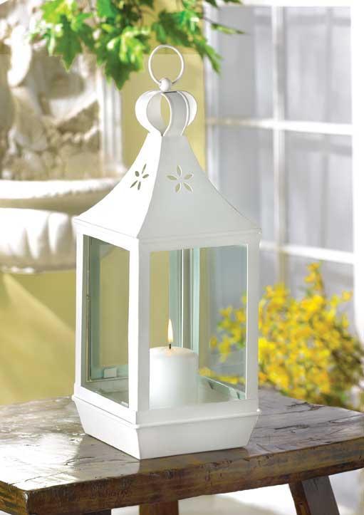 White Metal Iron Glass Hanging Tabletop Pillar Votive Candle LANTERNS