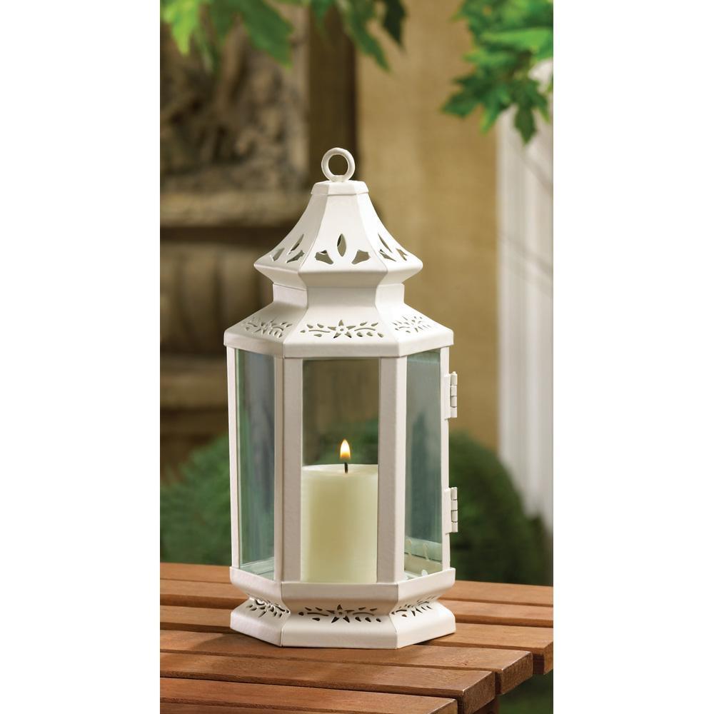White Metal Iron Glass Hanging Tabletop Pillar Votive Candle LANTERNS