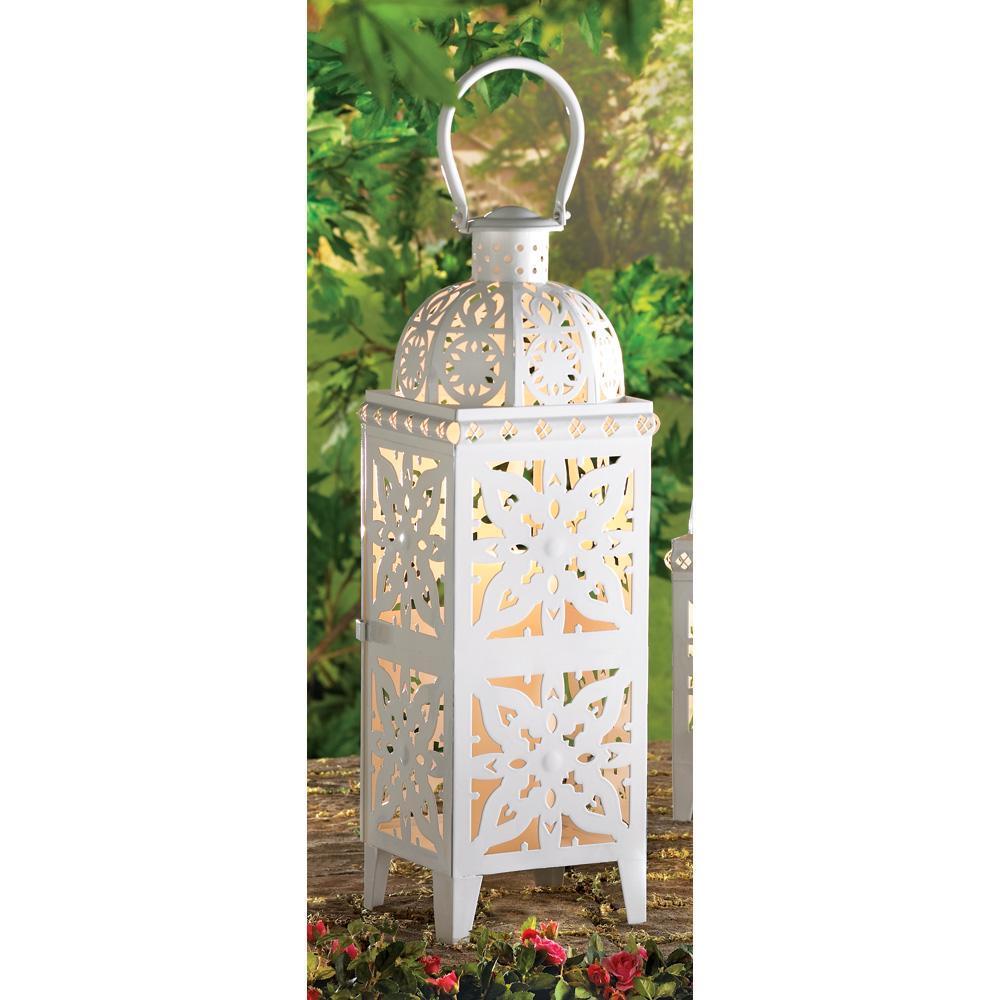 White Metal Iron Glass Hanging Tabletop Pillar Votive Candle LANTERNS