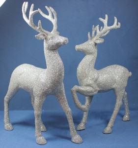 large silver reindeer statue