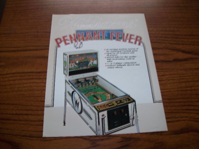 1984 WILLIAMS PENNANT FEVER BASEBALL MACHINE FLYER