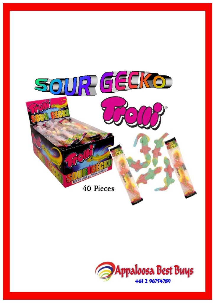 Bulk LOT 40 X Trolli Sour Gecko Kids Sour Lollies Sweets ...