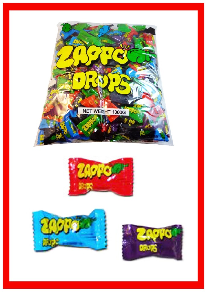 Bulk Zappo Drops Lollies x 240 Pcs Party Favours Candy Sweets 1 Kg Bag