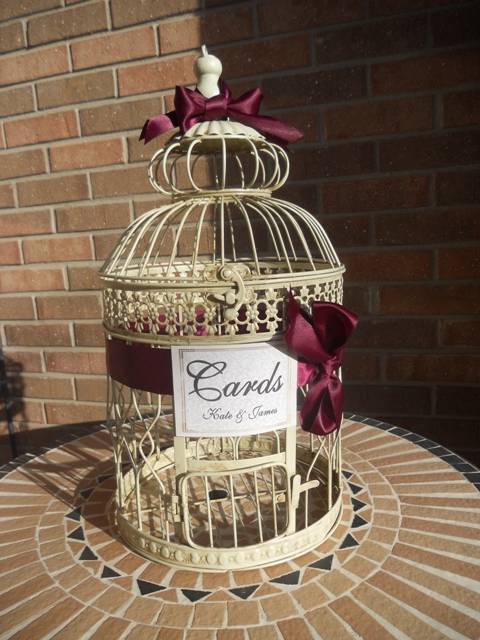 XL Bird Cage Wedding Card Holder, Antique Cream Birdcage, Round Cage ...