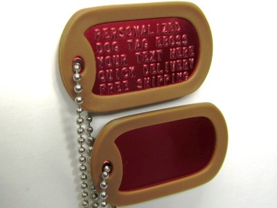 Custom   Tags on Military Dog Tag Id Custom Personalized Biker Red Tag Brown Silencer