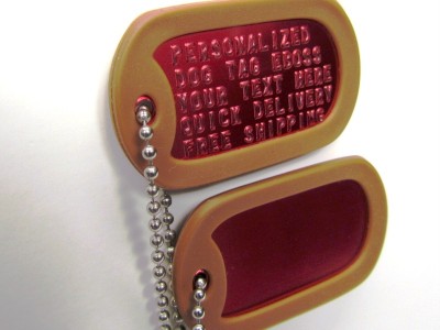 Custom   Tags on Military Dog Tag Id Custom Personalized Biker Red Tag Brown Silencer