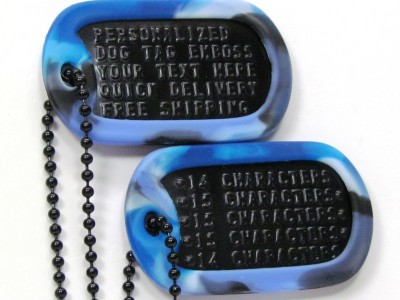 Custom   Tags on Military Dog Tag Id Custom Personalized Biker Black Tag Blue Camo