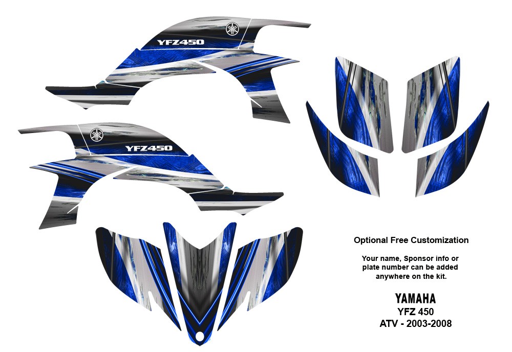 YAMAHA YFZ 450 Atv Graphic Decal Sticker Kit 1400Blue