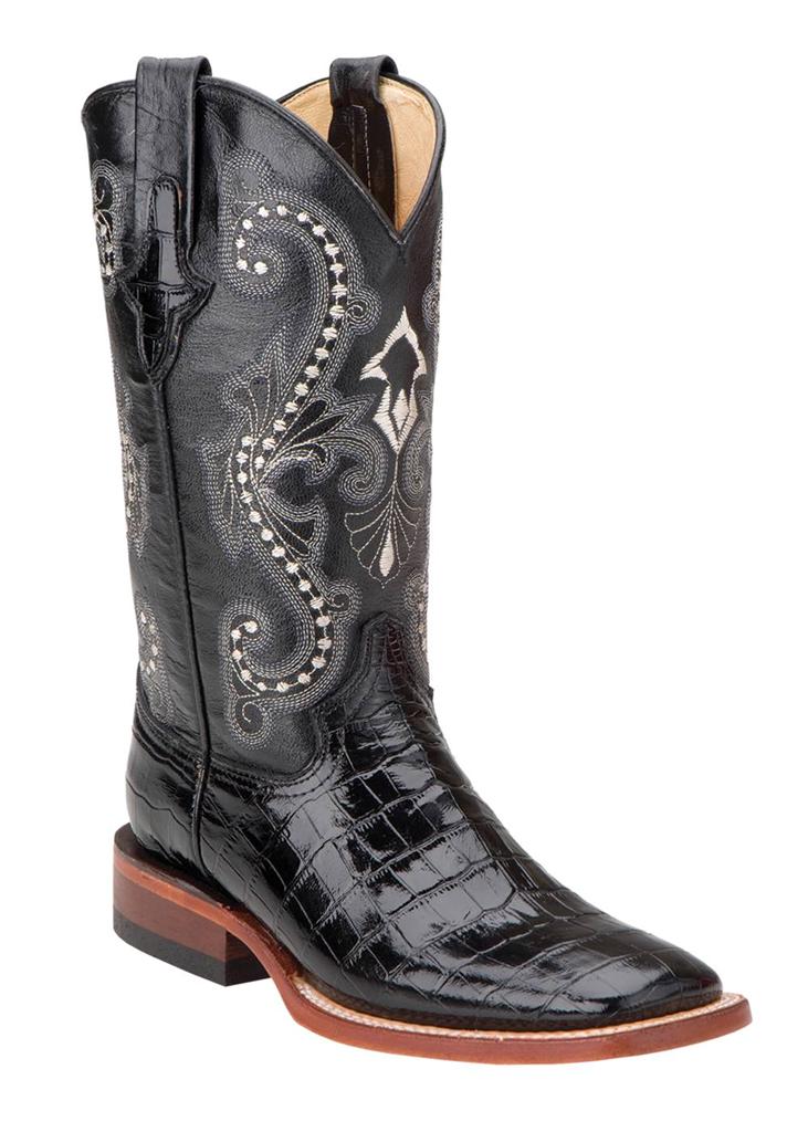 Ferrini Cowboy Western Boots Womens Gator Exotic Cowboy Black 90793 04