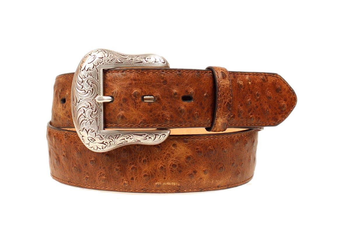 Nocona Western Mens Belt Leather Ostrich Print Brown N2480002 | eBay