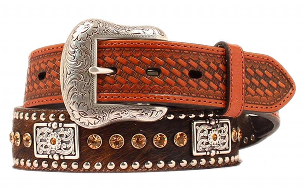 Nocona Western Belt Mens Leather Rhinestones Hair Brown N2442548 eBay