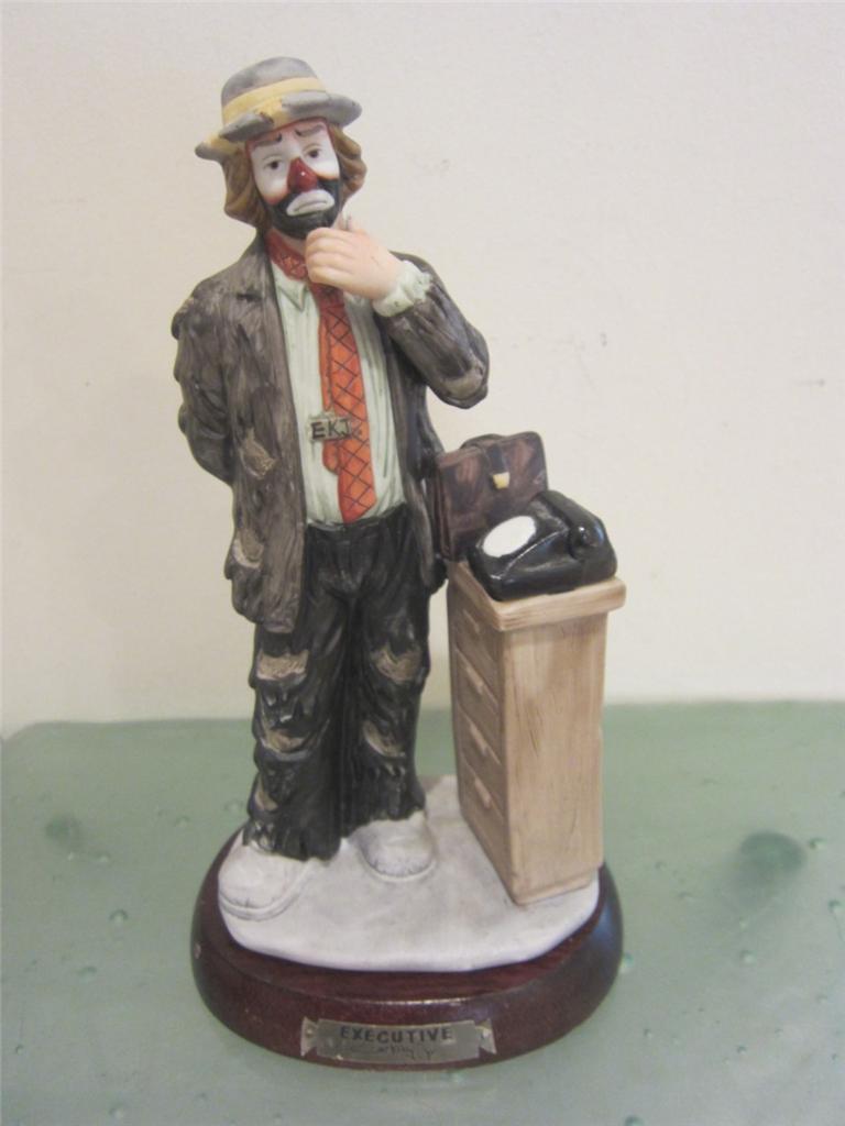 Emmett Kelly Jr Clown Flambro Ltd Ed Executive Figurine on Stand