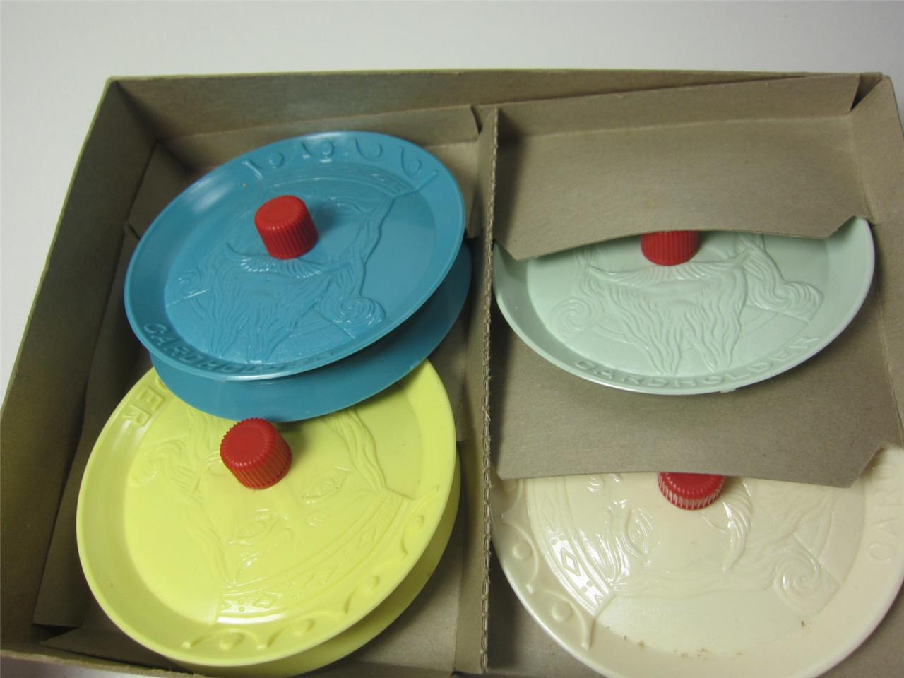 1950's Vintage Playing Card Holder Set 4 New Cardholder Drueke Canasta