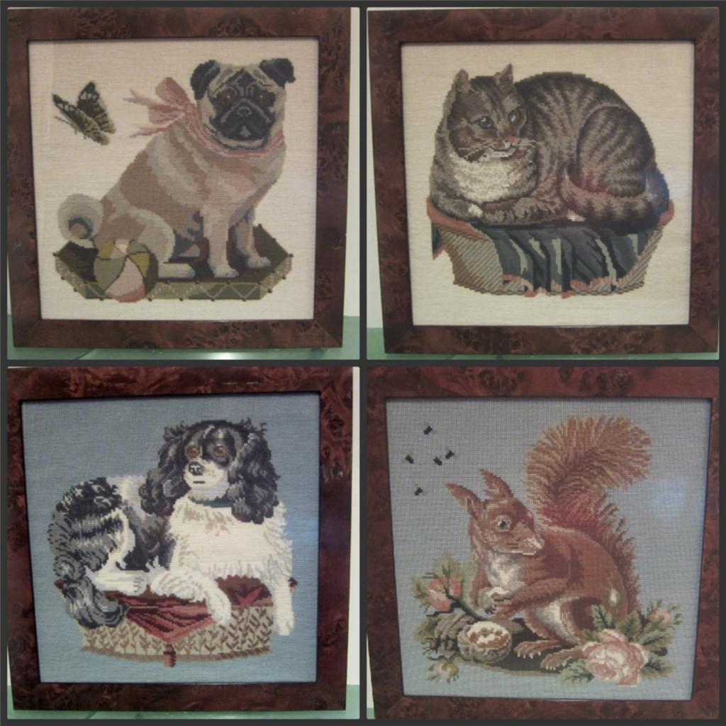 Elizabeth Bradley Tapestry needlepoint KING CHARLES Spaniel Dog Framed