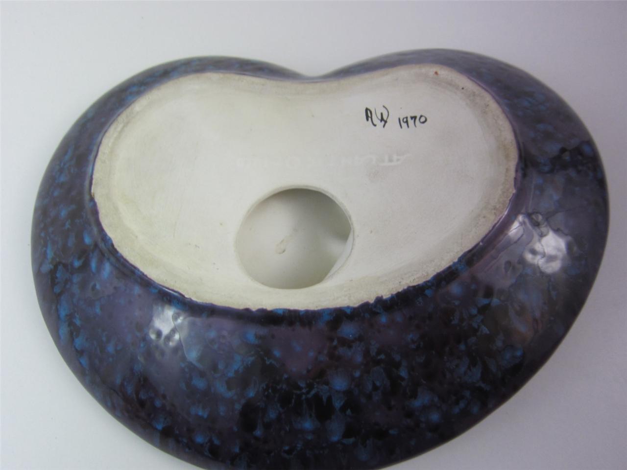1970 Vintage RETRO Atlantic Mold Ceramic Signed ASHTRAY Purple Blue MODERN Exc eBay
