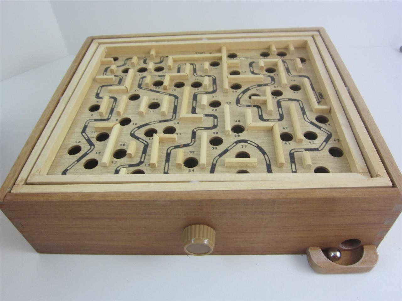 Labyrinth Maze Wood Game Cardinal Vintage Wood Orig Steel Ball Bearing
