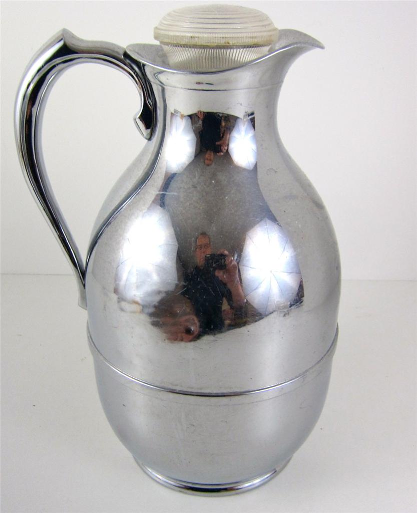 Thermos Vintage Chrome The American Themos Bottle Co Norwich CT Plastic