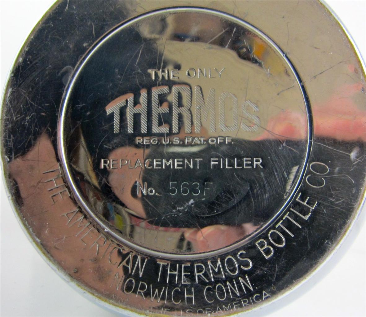 Thermos Vintage Chrome The American Themos Bottle Co Norwich CT Plastic