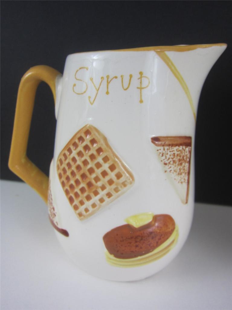 1950's Pancake BATTER + SYRUP 2 pc Pitcher Set Wales Japan Retro Exc