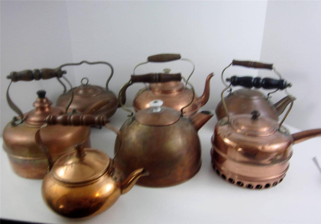 Antique Solid Copper Tea Kettle Pot Revere Ware Rome NY 1900's Early USA80