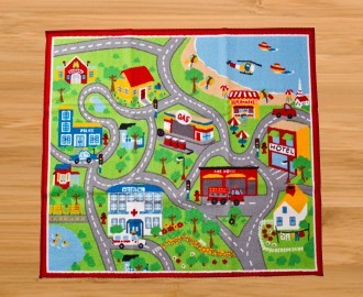 Childrens Road Map Floor Rug Kids Play Mat City Road Car Track On