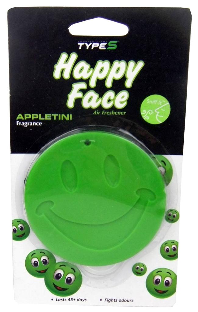 SMILE FACE CAR AIR FRESHENERS GREEN APPLE FRAGRANCE SCENT HANGING HOME