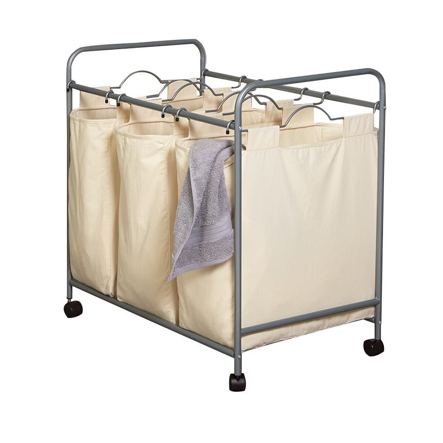 Laundry Hamper Cart Washing Laundry Clothes 3 x Sorter Basket Trolley w
