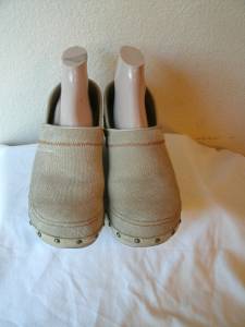 Dansko Tan Canvas And Leather Clogs Mules Shoe Shoes Size 40 ( US 9.5 10