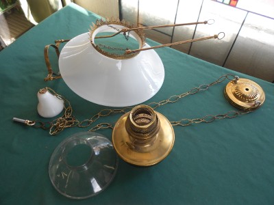 Brass  Lamps Antique on Antique Early1900 S Aladdin Brass Hanging Oil Lamp Frame Milk Glass