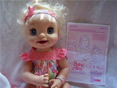 2008 Hasbro BABY ALIVE LEARNS TO POTTY Doll Eats Talks | eBay