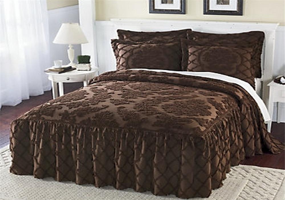 Ruffle Chenille Bedspread 3 Colors Twin Full Queen King