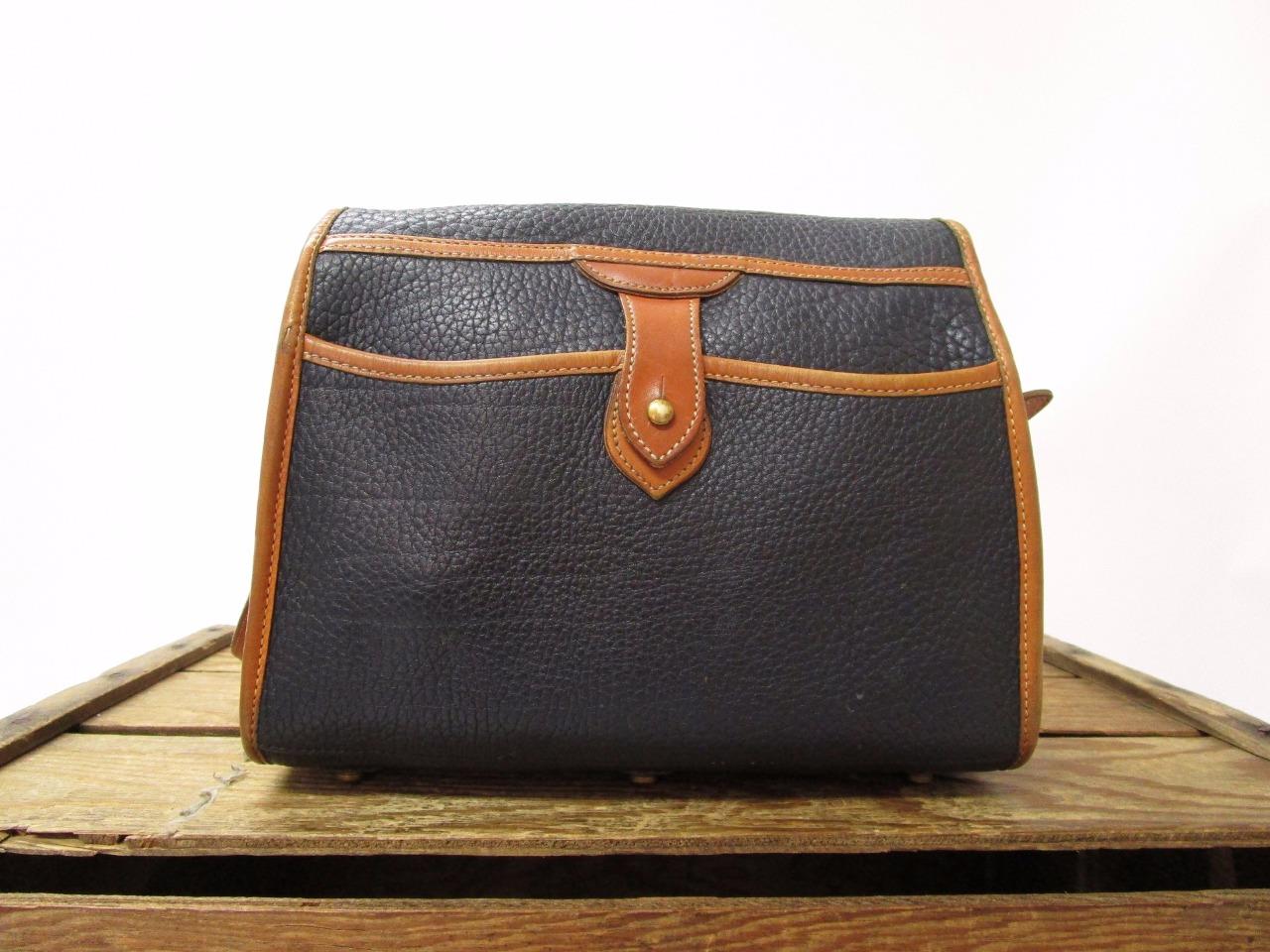 DOONEY & BOURKE Vintage Navy Blue Tan Leather Flap Essex Bag USA