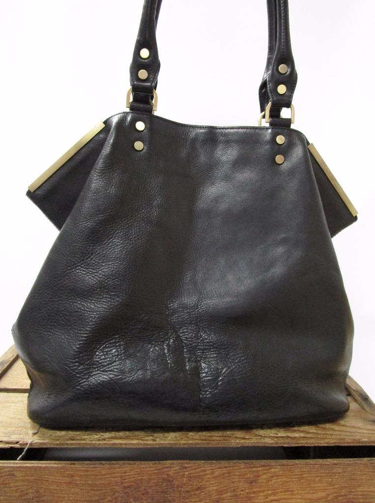 COLE Chic Classic Black Leather Large Minimalist Tote Bag
