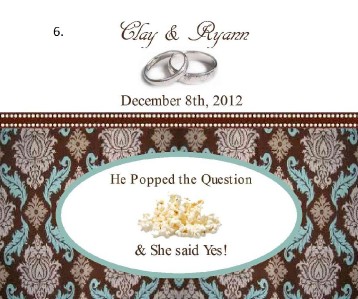 18 Individual Microwave Popcorn Labels Personalized Wedding/Bridal ...