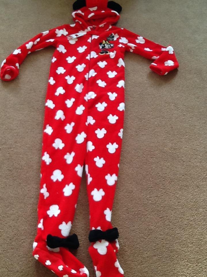 BNWT Disney Minnie Mouse Primark girls long sleeved hooded onesie with ears