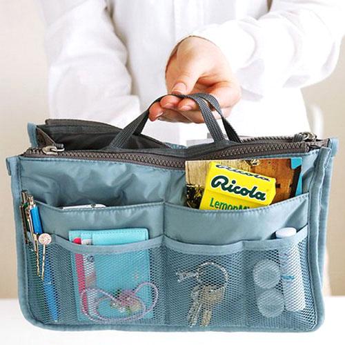 Dual Bag In Bag Inner Handbag Tote Insert Purse Travel Storage