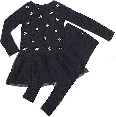 New Girls ex Next Black Embellished Tunic Tutu,  Leggings Set Party Outfit 4, 5 - Picture 1 of 1