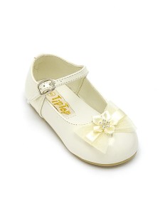 Ivory Flowered Ribbon Accent Baby Flower Girl Shoes size 1 ...