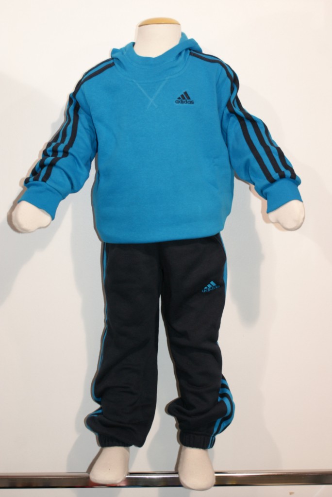 New Adidas infants kids Boys Hooded Fleece Tracksuit Light Blue/ Navy